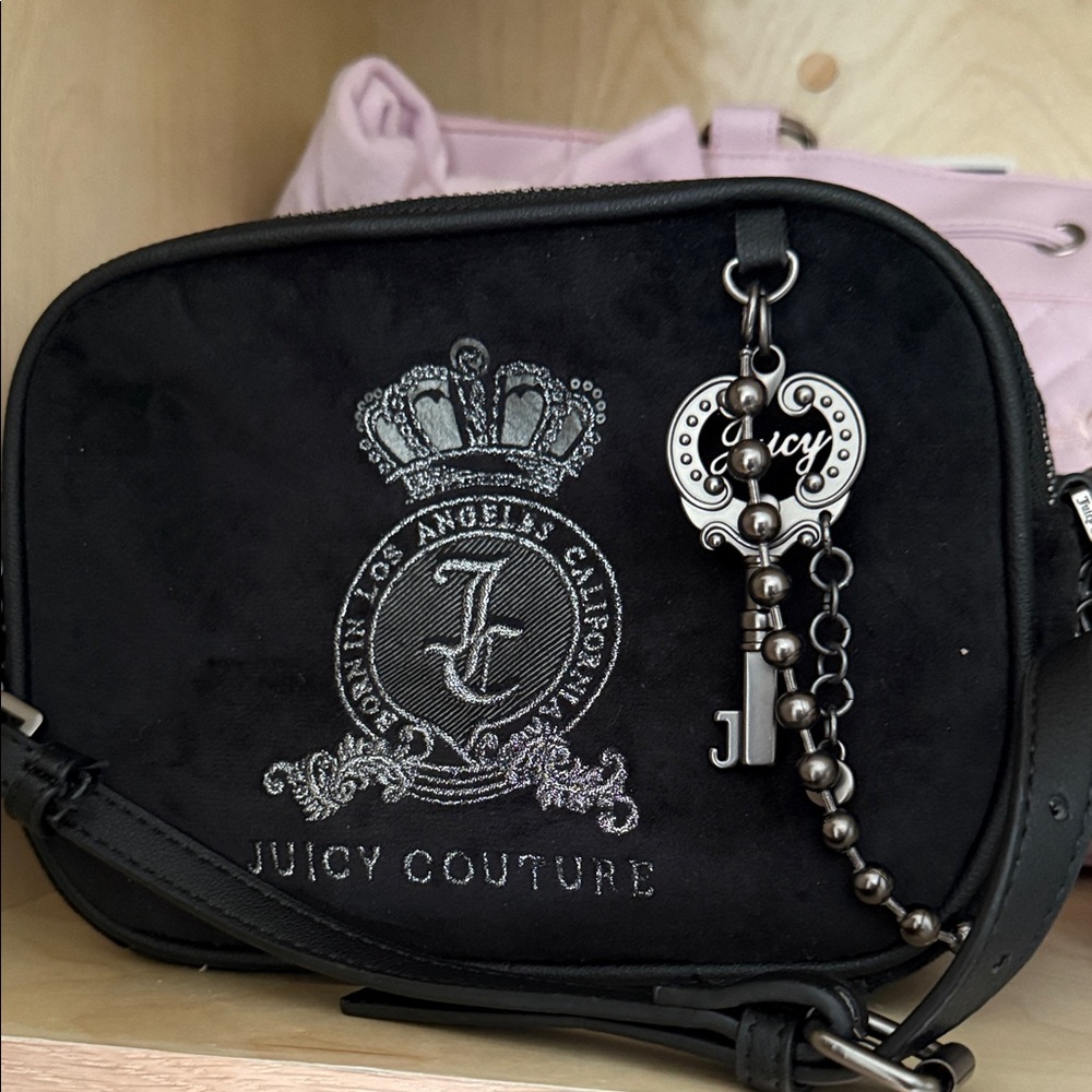 Juicy Couture Black Embroidered Crossbody Bag